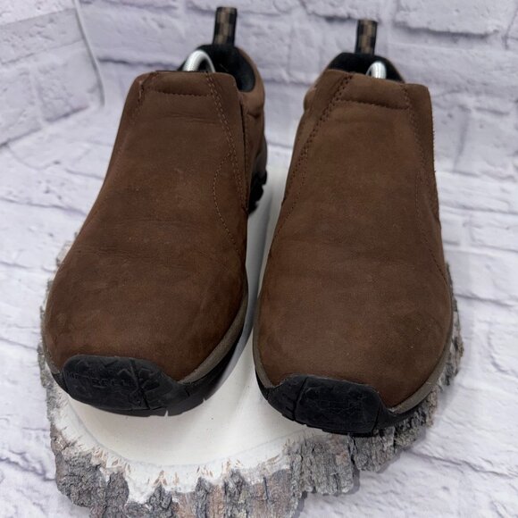 Merrell Men Jungle Moc Shoes 10.5 Brown Nubuck Slip On Hiking Walking Waterproof - Picture 3 of 12